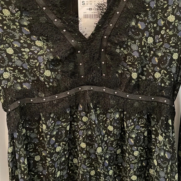 Zara Basic Floral Lace Applique Dress Size small - Picture 5 of 16